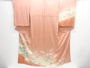 流水に草花模様訪問着